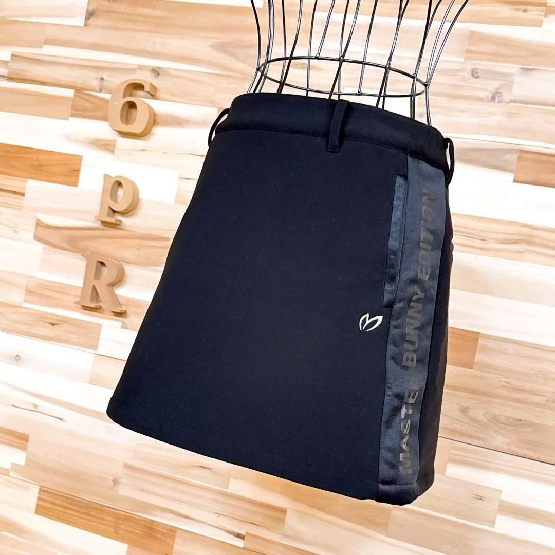 マスターバニーエディション サイド ロゴ 裏起毛 ゴルフ スカート 黒ブラック