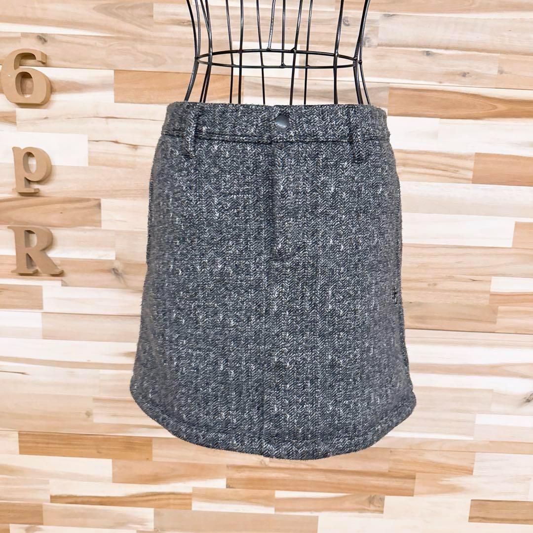 パーリーゲイツ ヘリンボーン ツイード織 ニット ゴルフ スカート グレー×黒