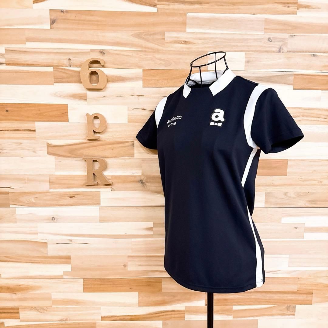 アルチビオ ゴルフ 半袖Tシャツ ストレッチ UVカット 吸水速乾 紺 白