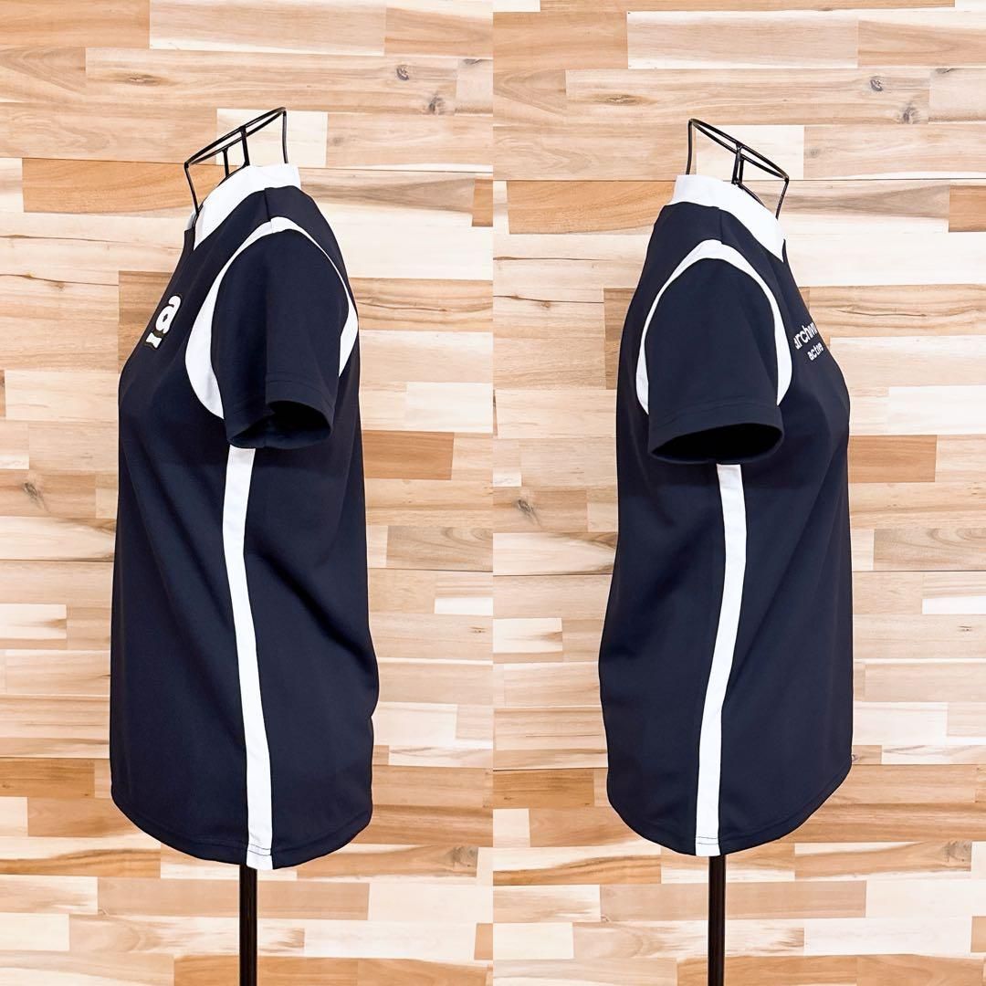  アルチビオ ゴルフ 半袖Tシャツ ストレッチ UVカット 吸水速乾 紺×白 シャツ レディースウェア