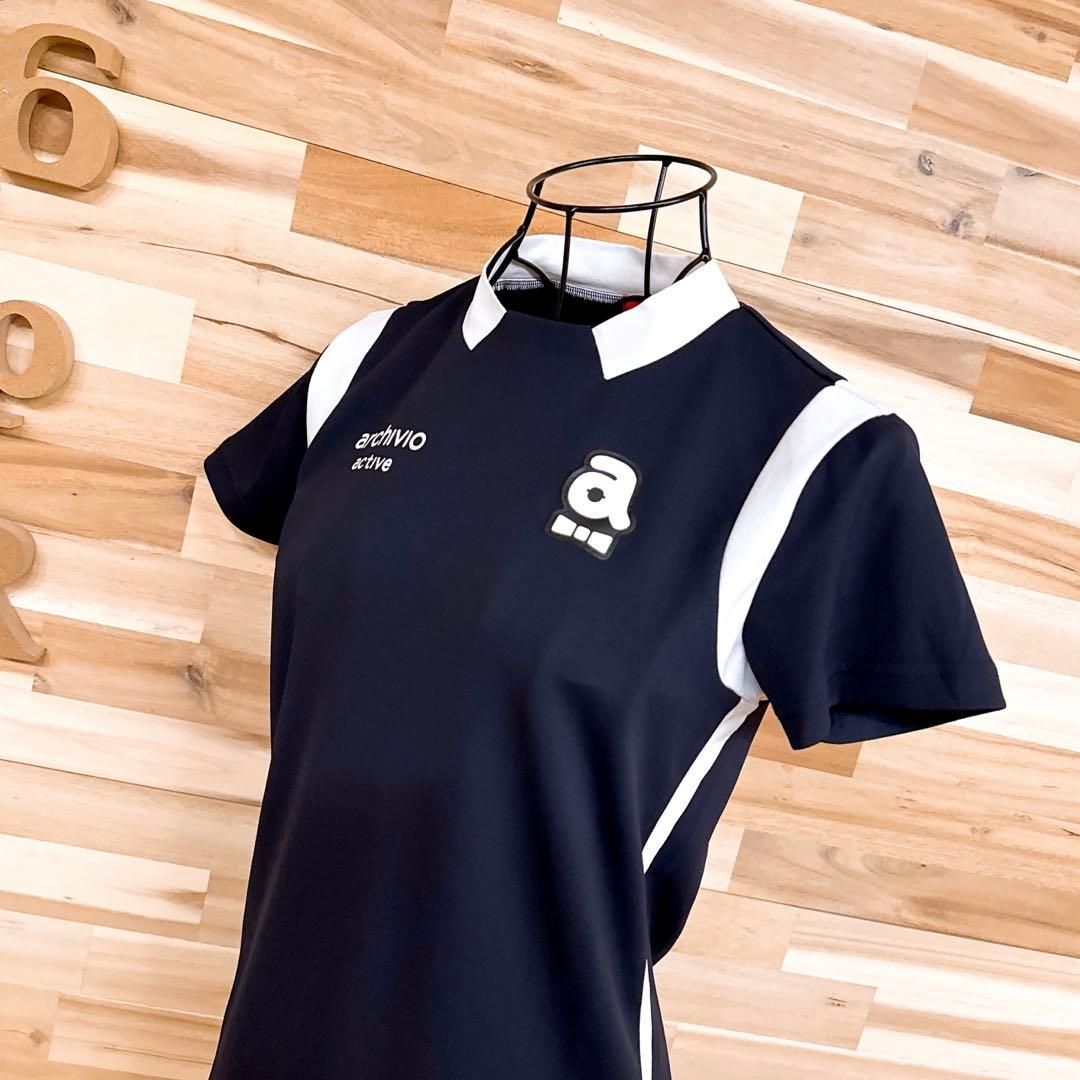 アルチビオ ゴルフ 半袖Tシャツ ストレッチ UVカット 吸水速乾 紺×白