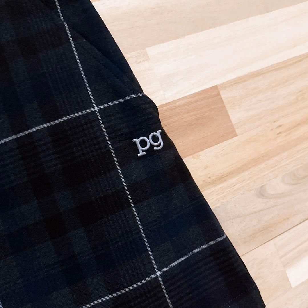 【パーリーゲイツ】レイヤード チェック柄 ゴルフ スカート ストレッチ 黒×紺 パーリーゲイツ】レイヤード チェック柄 ゴルフ スカート ストレッチ