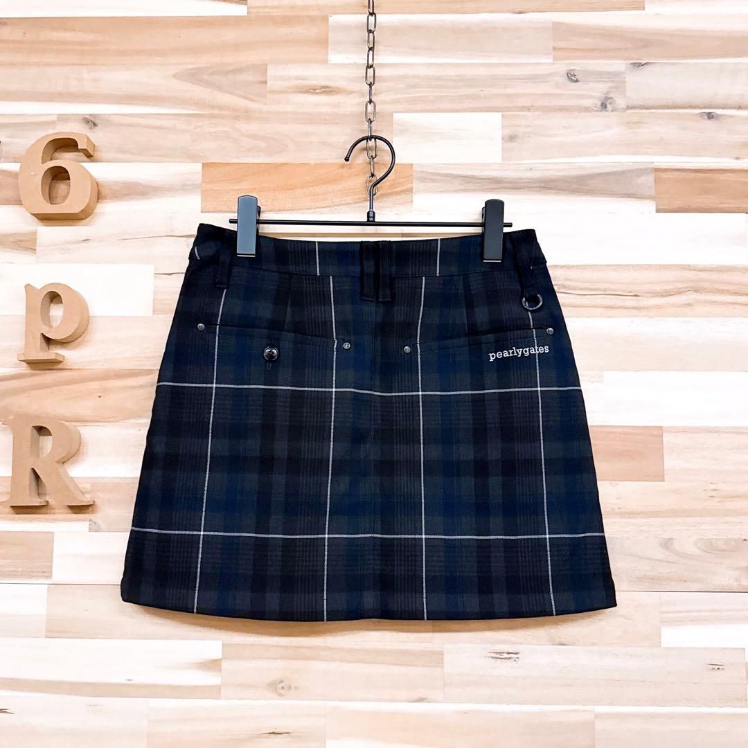 新品タグ付 パーリーゲイツ チェック柄 スカート 黒系 サイズM相当 ゴルフ