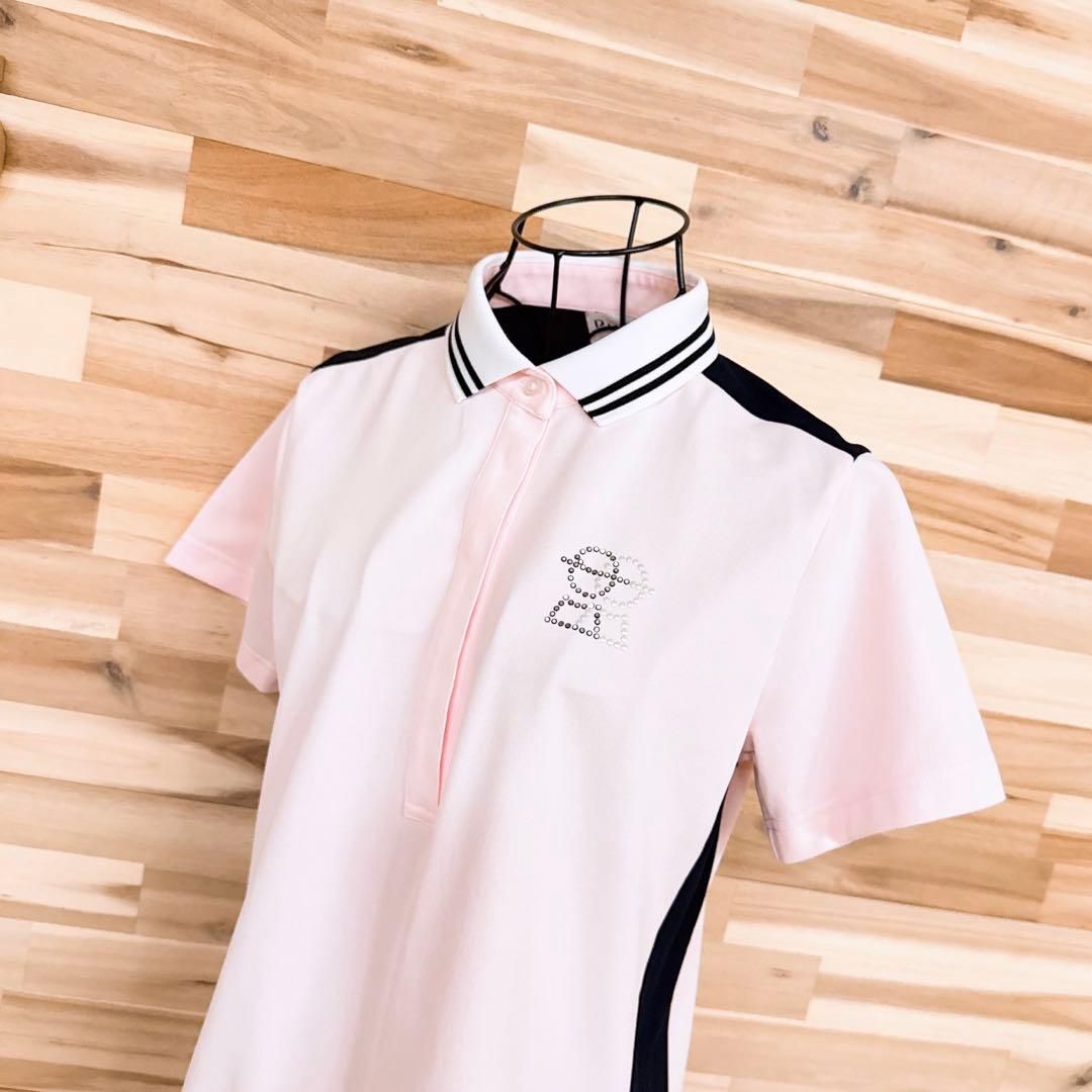 ピッコーネ ゴルフ ポロシャツ ワンピース ボーダー ストレッチ ピンク×黒