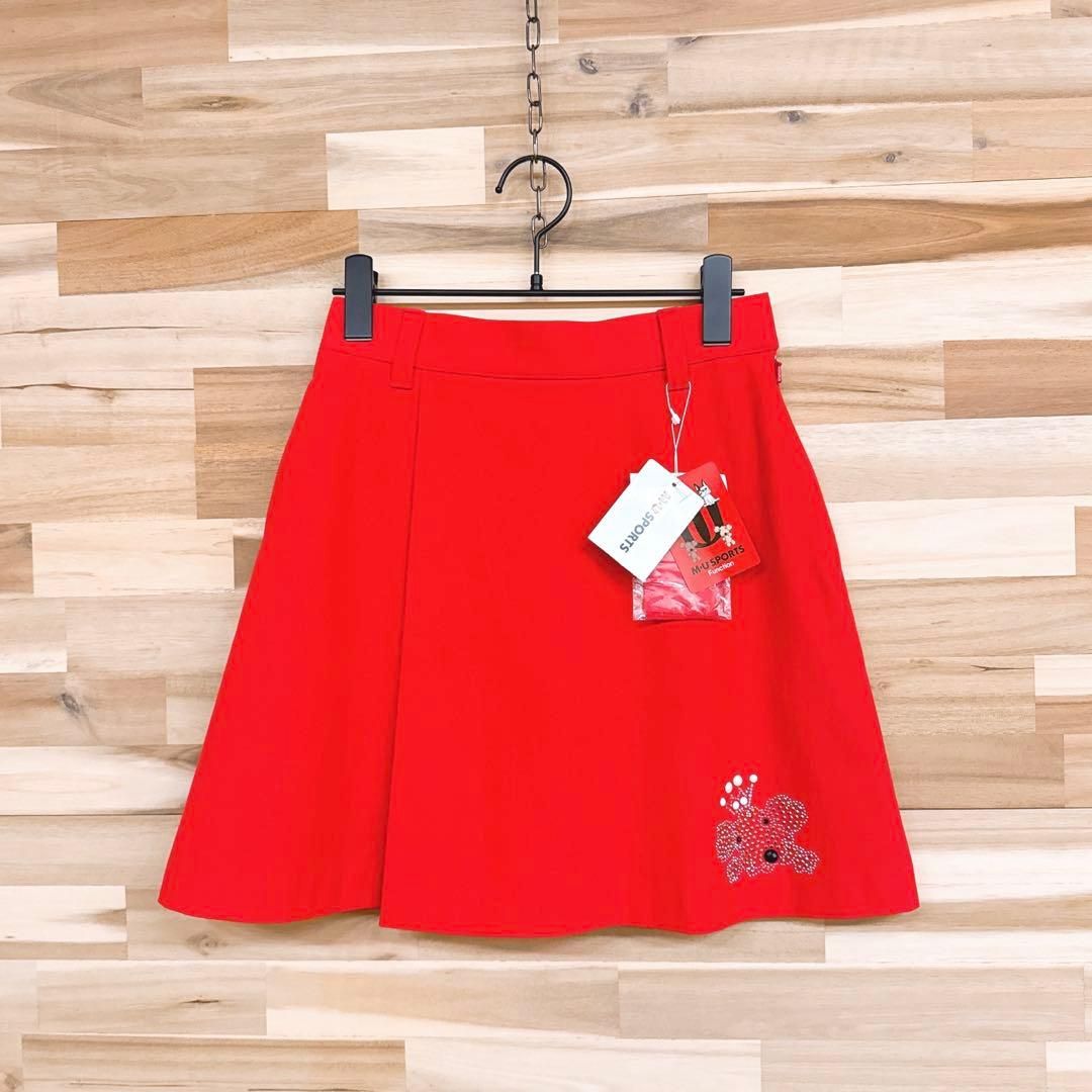 エムユースポーツ インナー付き ゴルフ スカート ストレッチ 赤 白