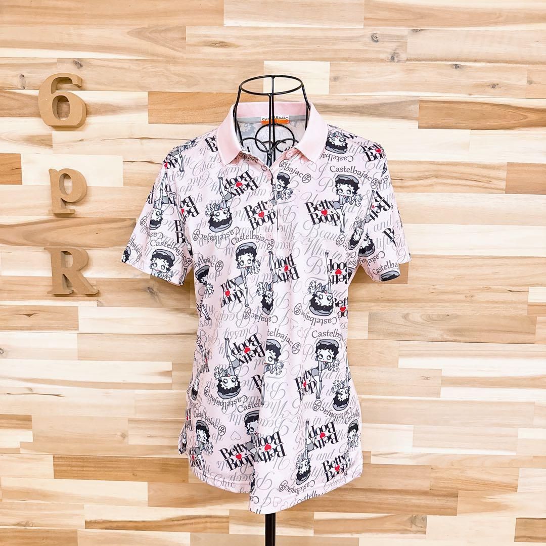  カステルバジャック×ベティブープ コラボ ポロシャツ ゴルフ ピンク シャツ レディースウェア