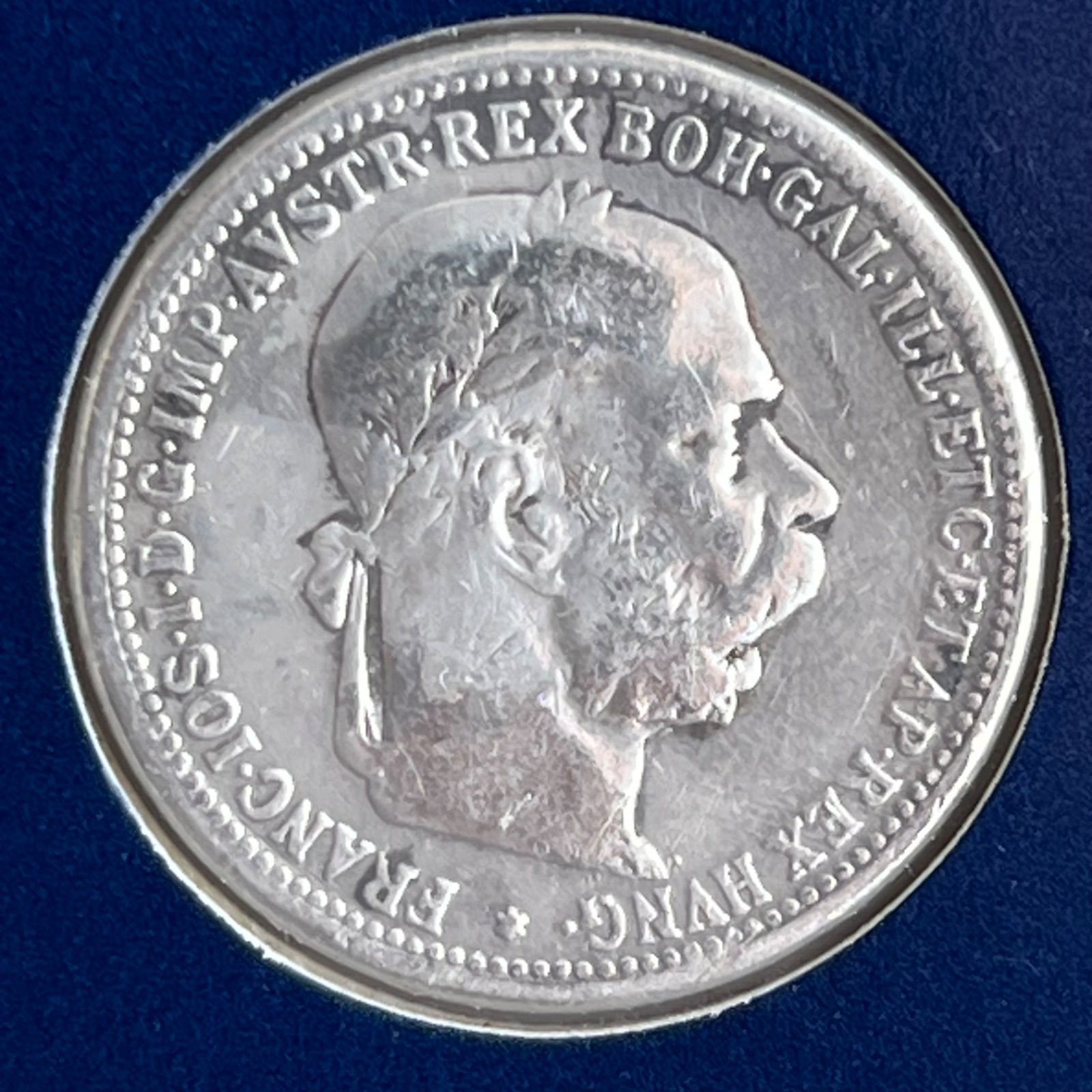 銀貨】オーストリア 1コロナ銀貨 フランツ・ヨーゼフ1世 .835シルバー