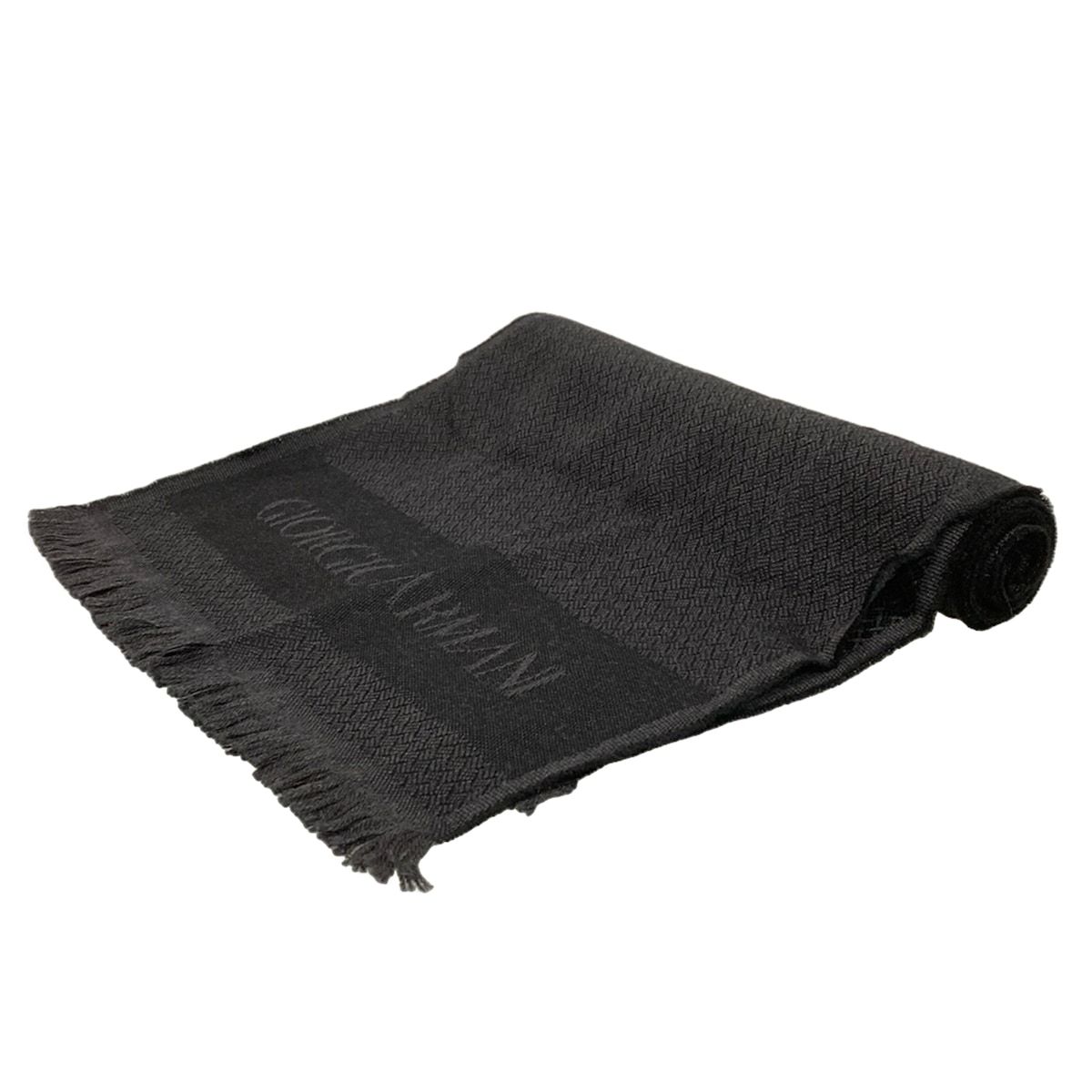 GIORGIOARMANI ジョルジオアルマーニ マフラー 黒 ダークグレー ウール