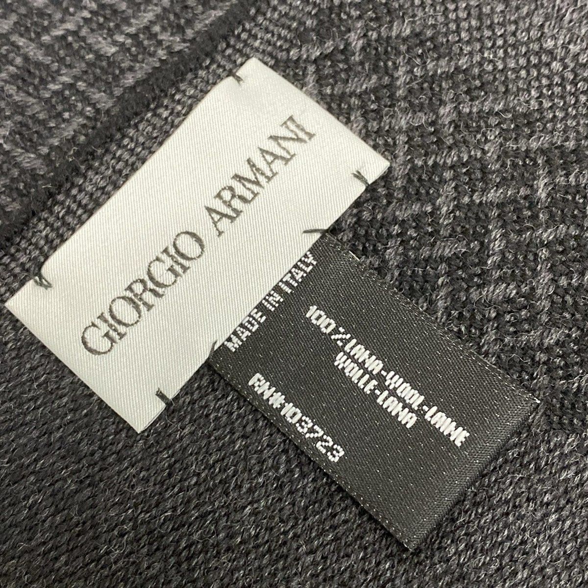 GIORGIOARMANI ジョルジオアルマーニ マフラー - 黒×ダークグレー ウール