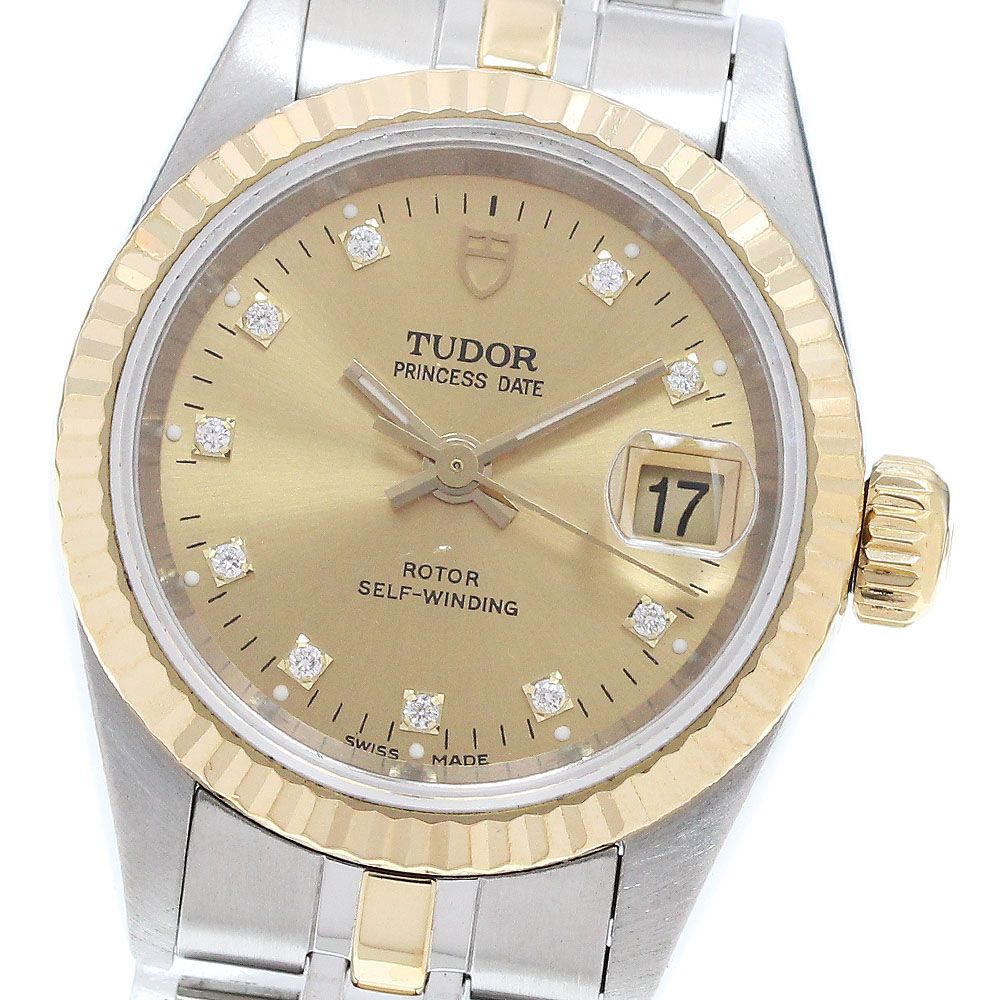 チュードル TUDOR 92413 プリンセス デイト 10Pダイヤ YGベゼル 自動巻き レディース_914289
