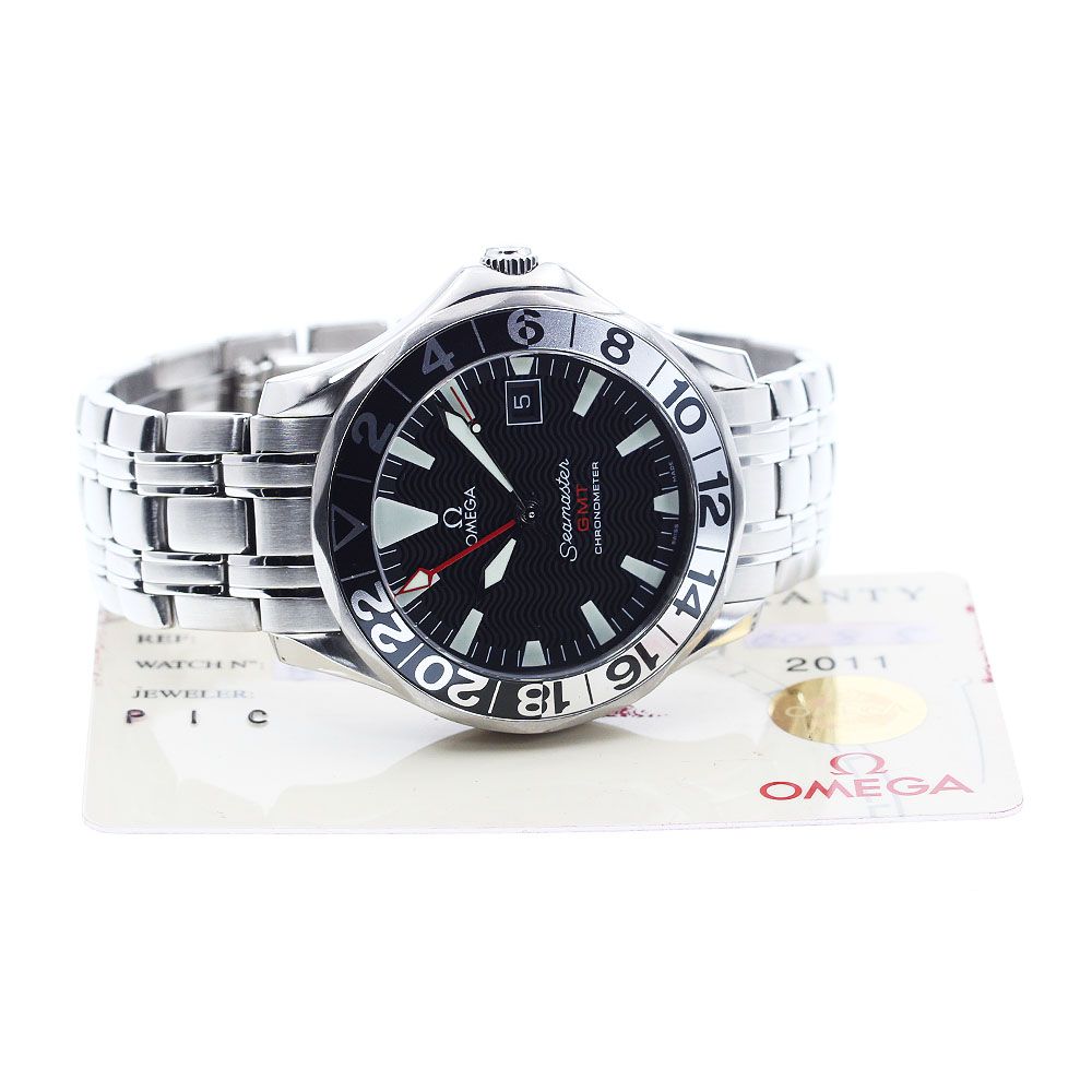 オメガ OMEGA 2534 50 シーマスター300 50周年記念モデル GMT 自動巻き メンズ保証書付き_911266