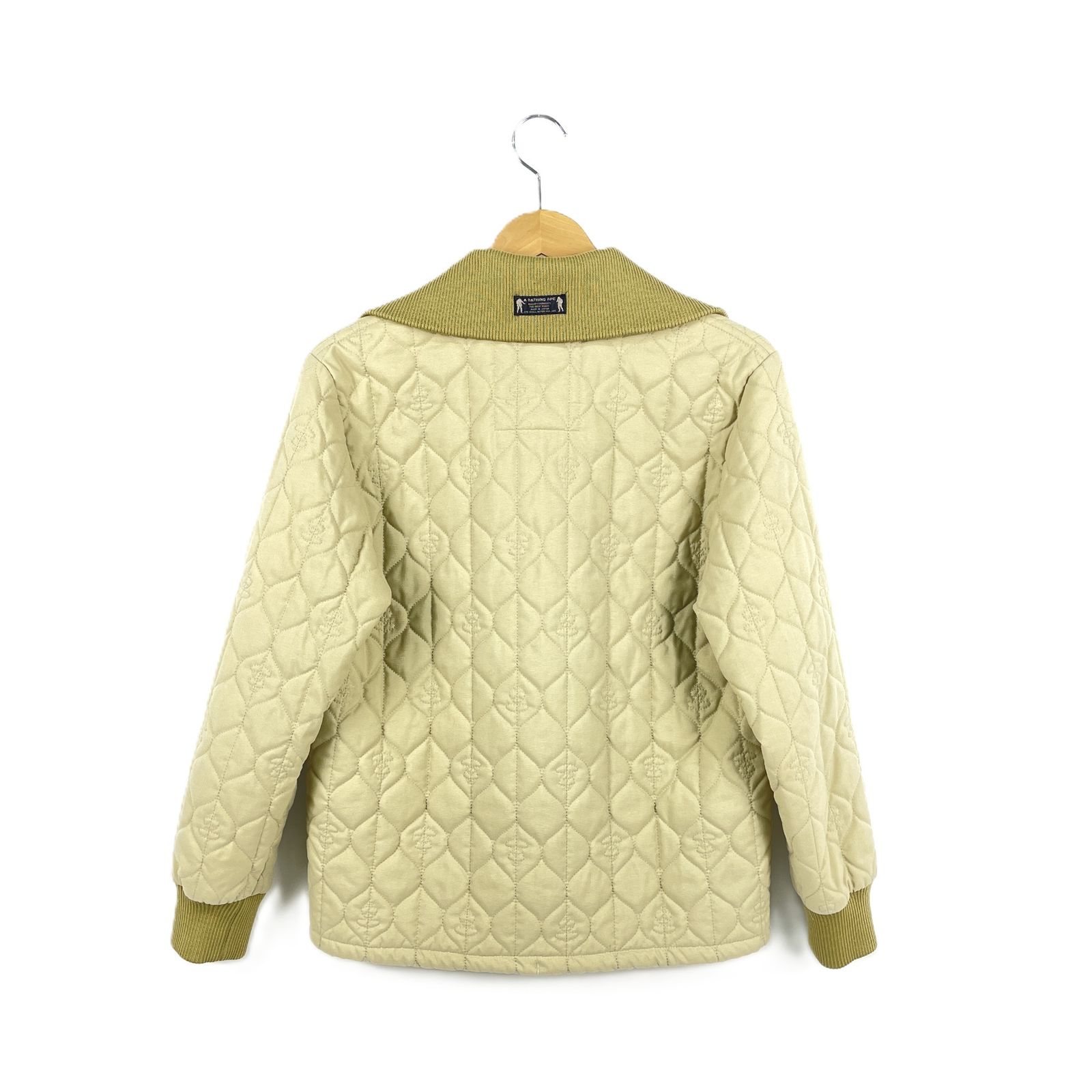 A BATHING APE アベイシングエイプ 猿顔刺繍 キルティングジャケット 中綿ジャケット ブルゾン Sサイズ ベージュ