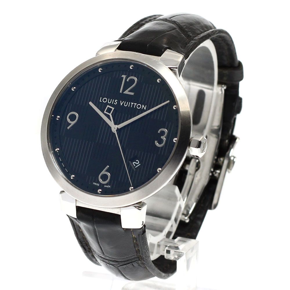 ルイ ヴィトン LOUIS VUITTON Q1D00 タンブール ダミエ デイト クォーツ メンズ_920324