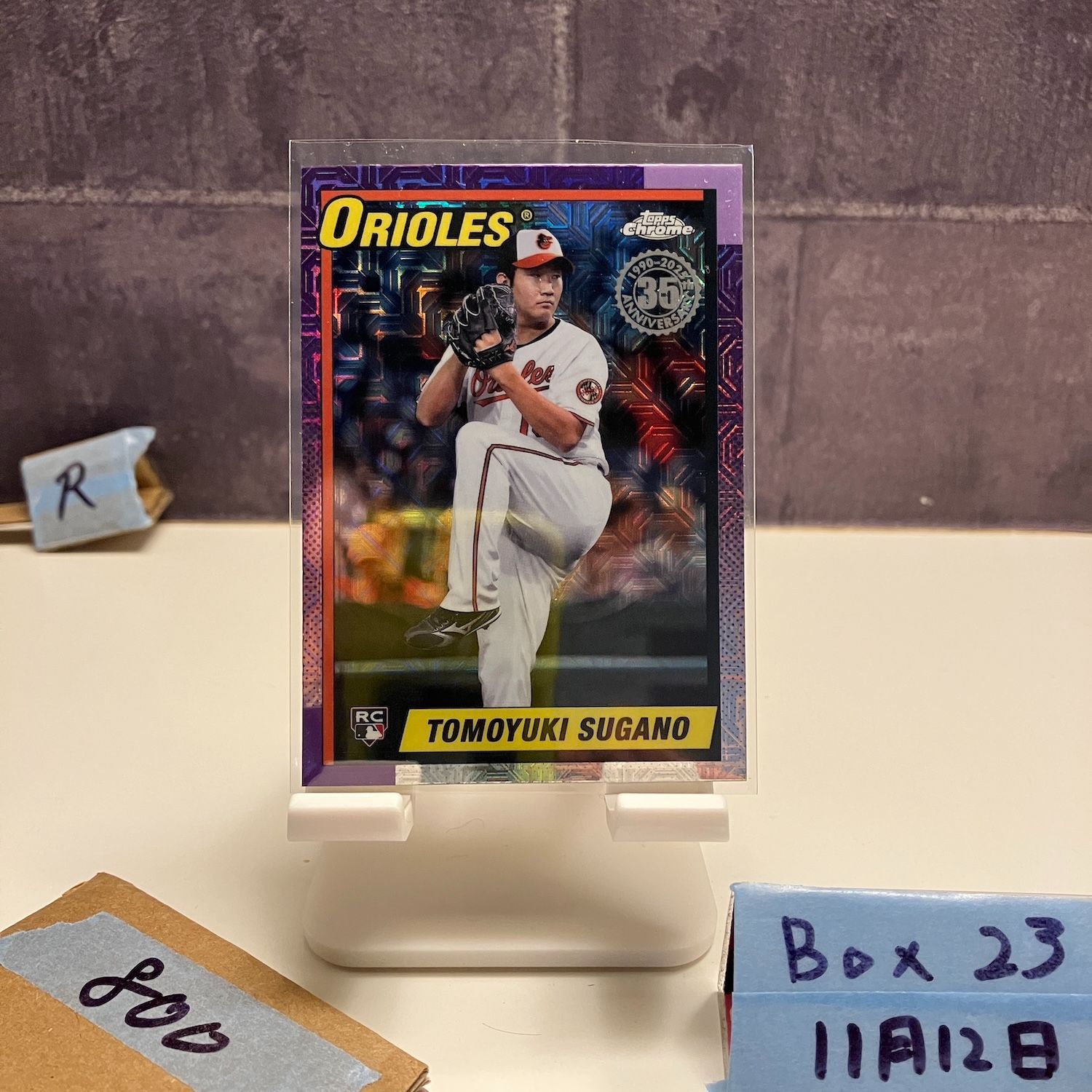 2025 Topps Chrome Tomoyuki Sugano Baltimore Orioles Purple Mojo