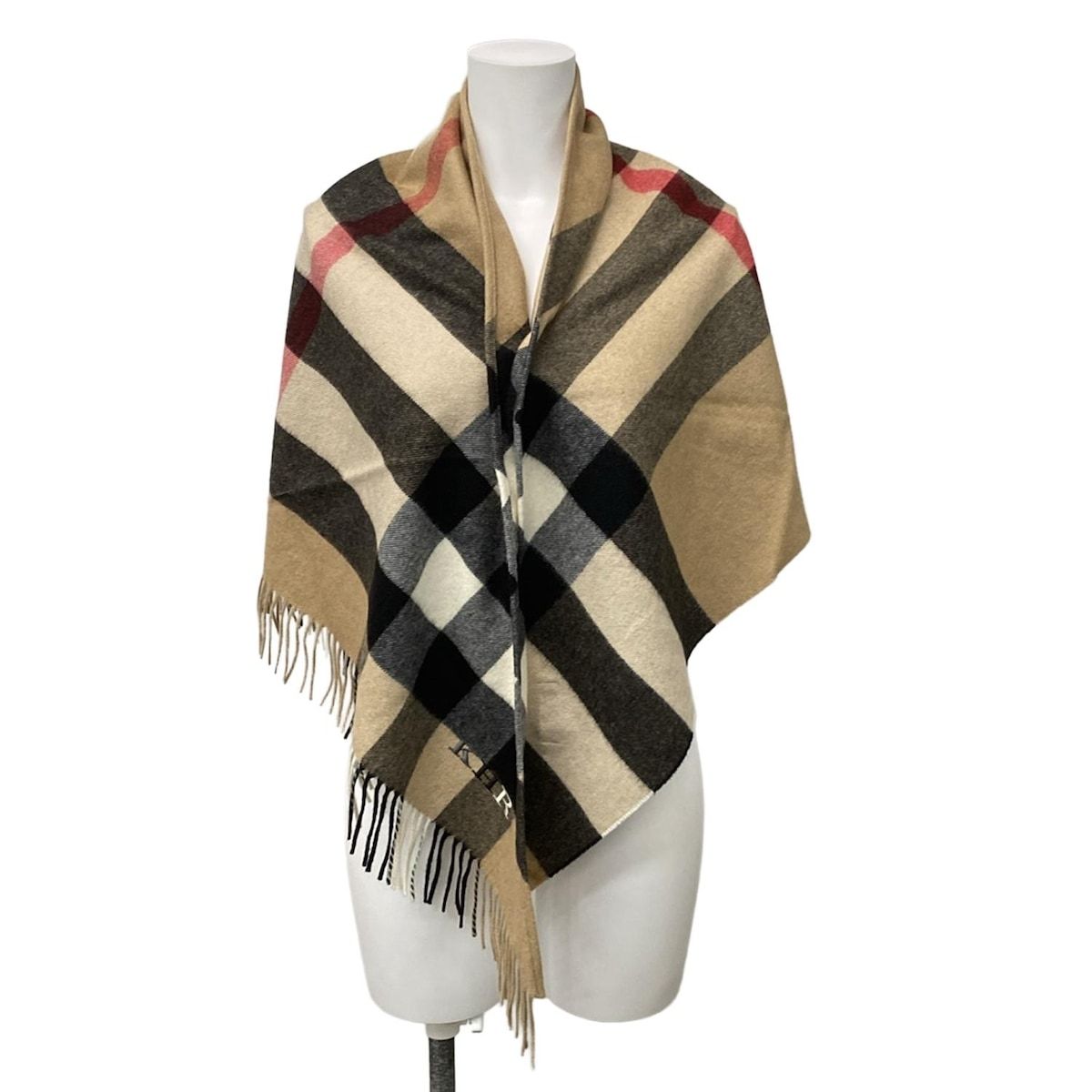 BURBERRY LONDON ENGLAND バーバリーロンドンイングランド ストール ショール - ベージュ×黒×マルチ チェック柄 カシミヤ