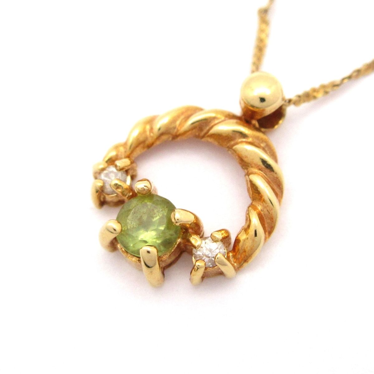 Unbranded ノーブランド ネックレス K18YG×ライトグリーン×クリア 総重量 1.4g