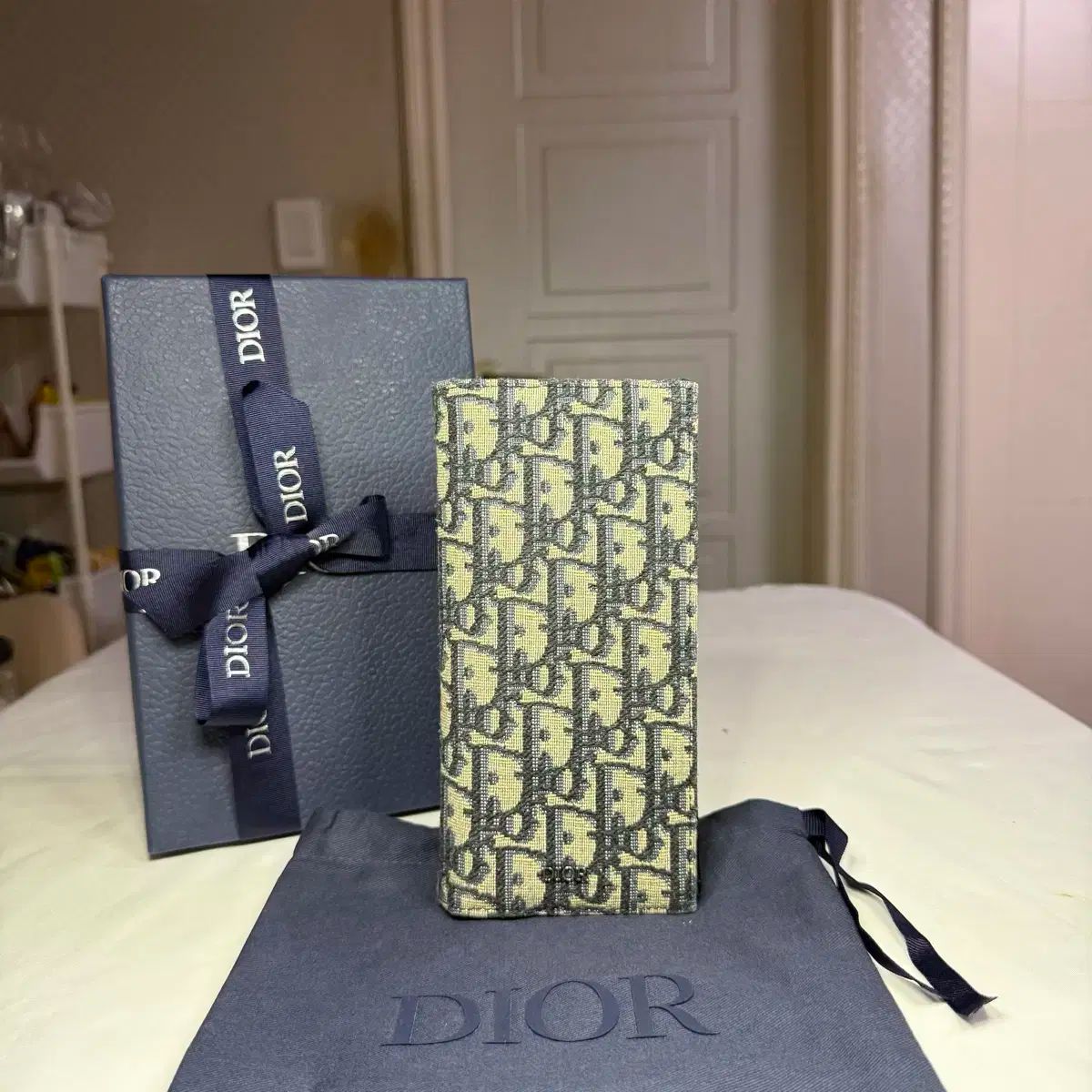 22SS フルセット Dior ディオール オブリーク ジャカード バーティカル 長財布