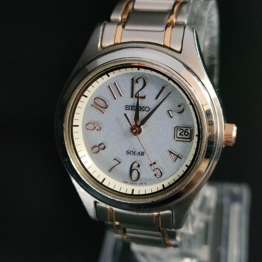 808-2 美品 SEIKO セイコー ゴールド シルバー ソーラー 充電式