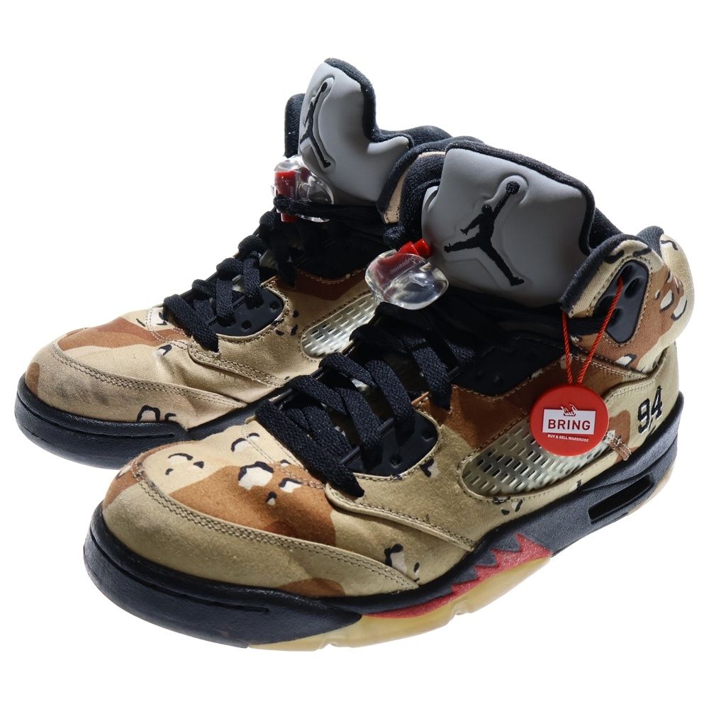 Jordan 5 カモフラージュ シューズ Nike Air Jordan 5 Retro x Supreme Desert Camo Brown 824371-201 US9