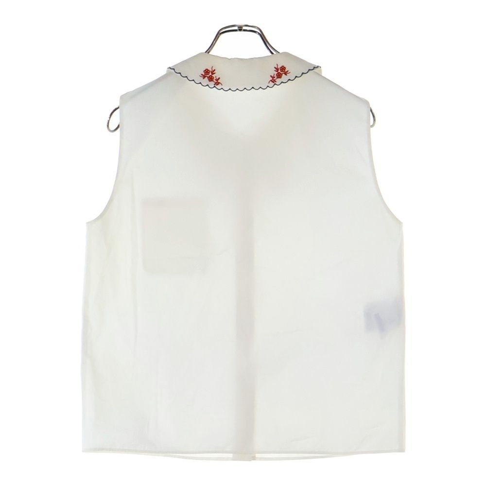 miumiu ミュウミュウ 花柄刺繍ノースリーブブラウス セーラー シャツ ホワイト