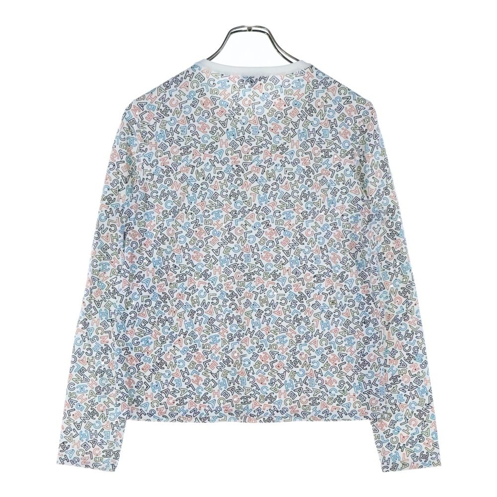 CHANEL シャネル ココマーク ロゴ 総柄プリント ラメ クルーネック ロングスリーブ 長袖Tシャツ カットソー ホワイト レディース P70441K10039