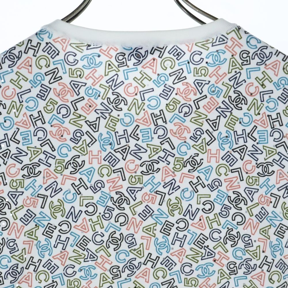 CHANEL (シャネル) ココマーク ロゴ 総柄プリント ラメ クルーネック