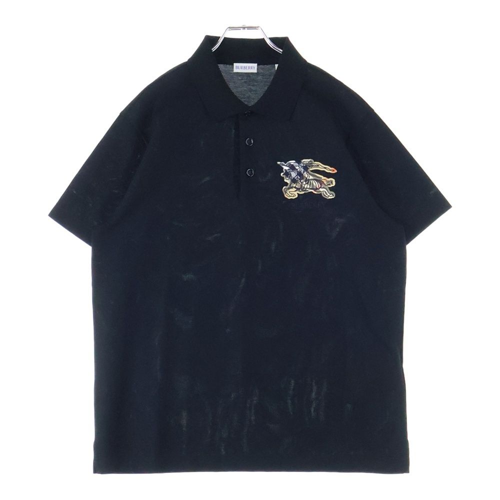 BURBERRY バーバリー ワッペン ロゴ刺繍 半袖ポロシャツ ブラック 8116120