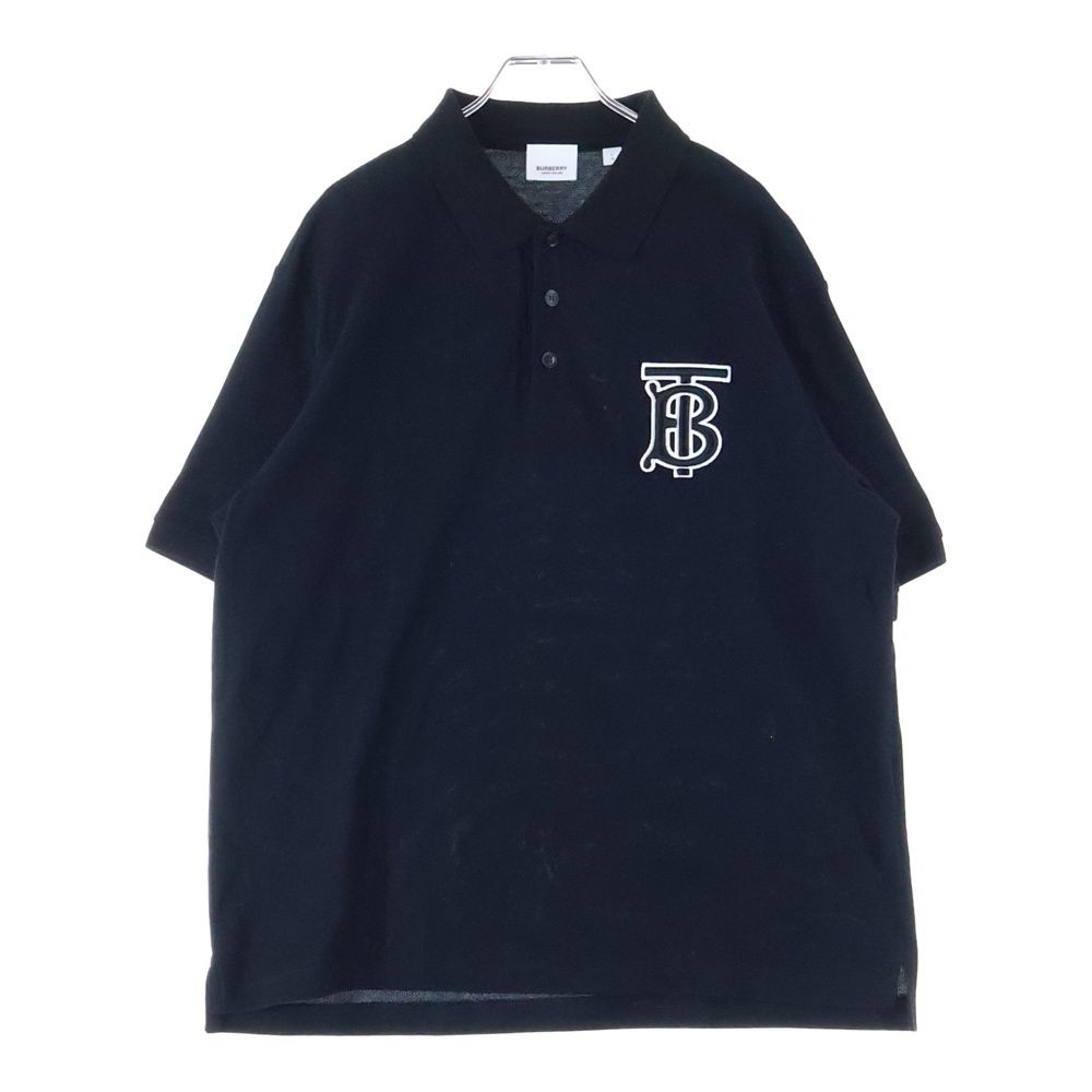 BURBERRY バーバリー TB ロゴ刺繍 半袖ポロシャツ ブラック 8016286