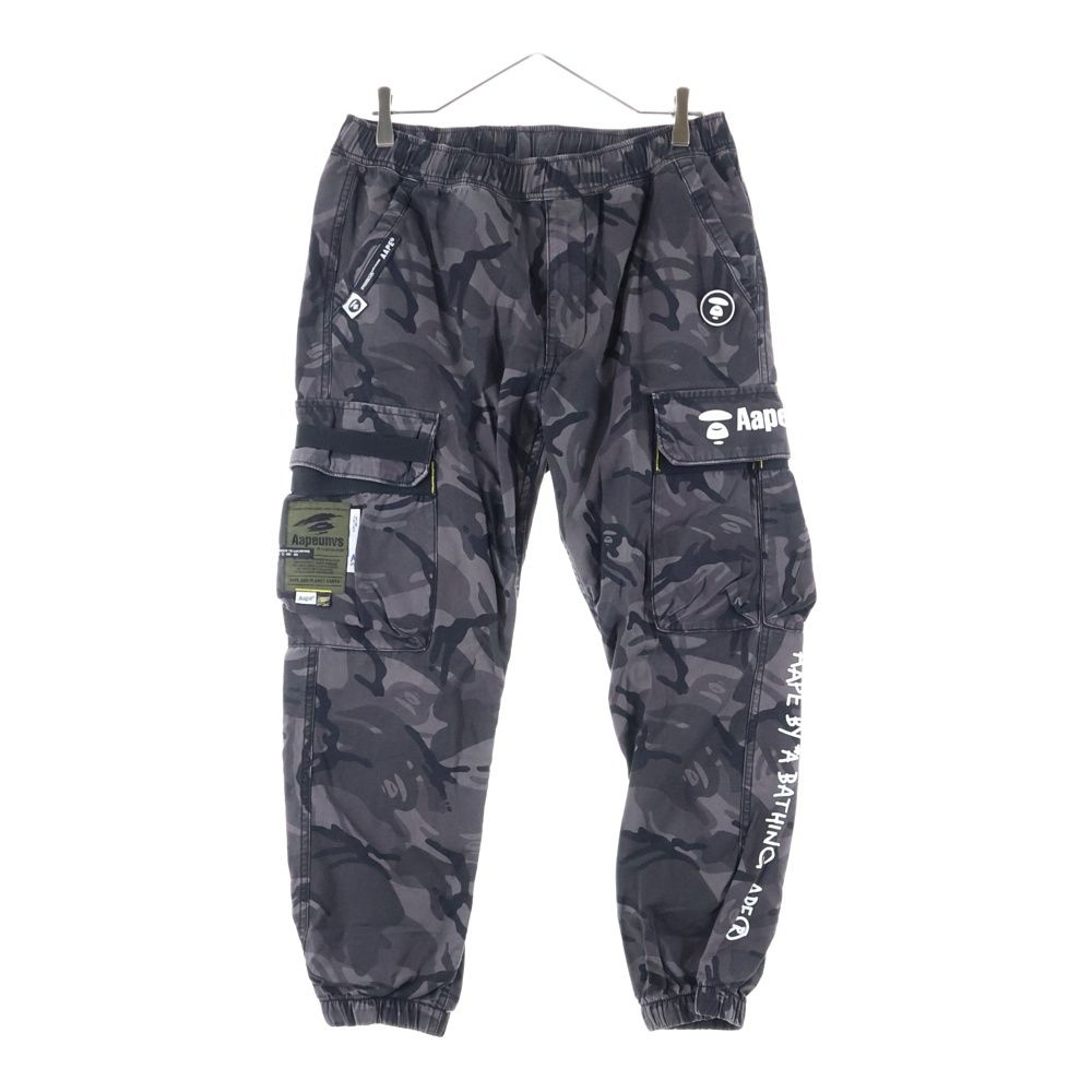 AAPE BY A BATHING APE エーエイプバイアベイシングエイプ WOVEN CARGO PANTS カモ柄 ジップフライ カーゴパンツ ブラック AAPPTM6482XAC