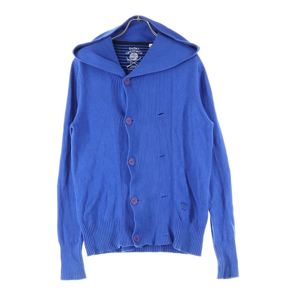 DIESEL ニットカーディガン　ブルー DIESEL (ディーゼル) フーディニットカーディガン ブルー - メルカリ
