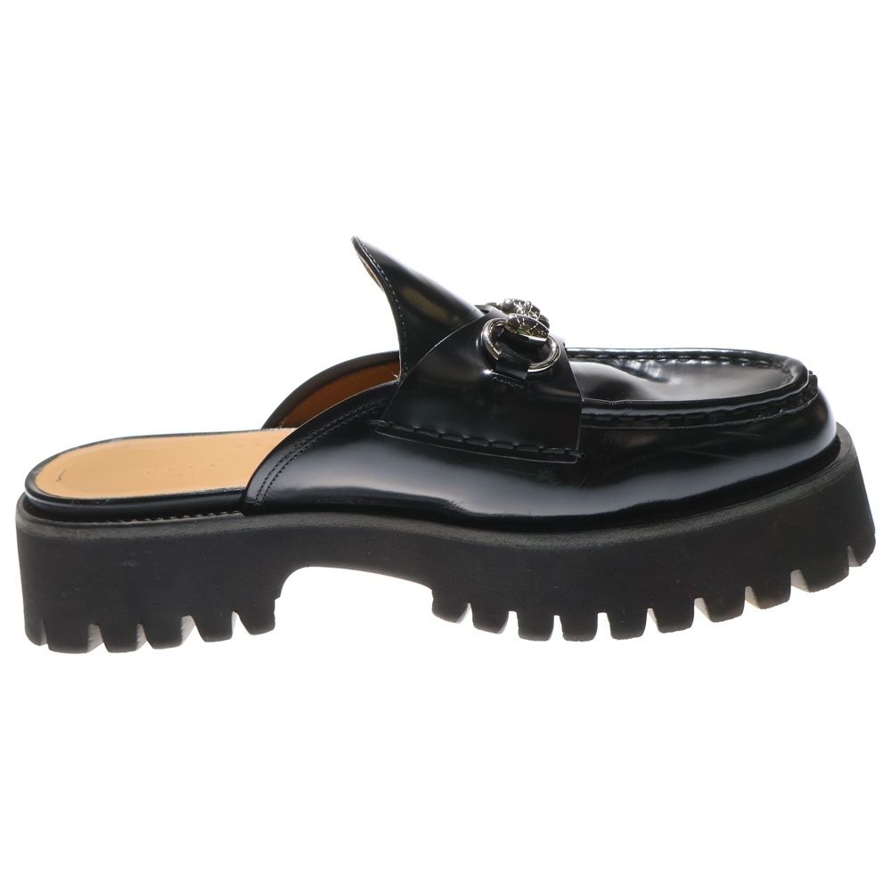 GUCCI (グッチ) ホースビット レザーミュール 厚底サンダル ブラック