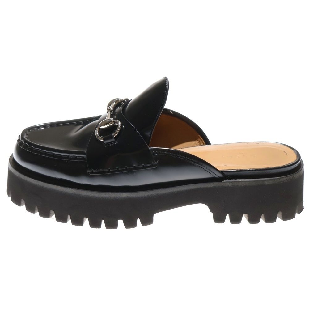 GUCCI (グッチ) ホースビット レザーミュール 厚底サンダル ブラック