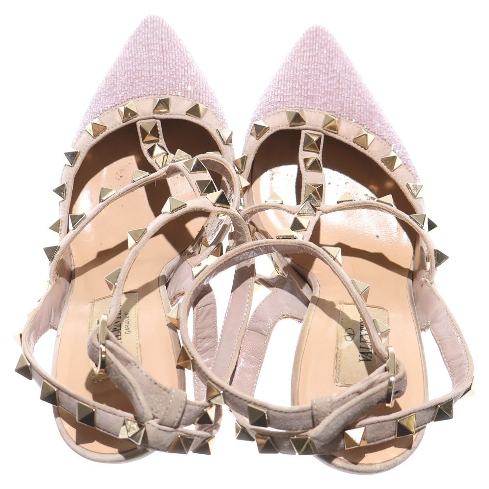 VALENTINO (ヴァレンティノ) ロックスタッズ ビーズ刺繍 ヒール レザー