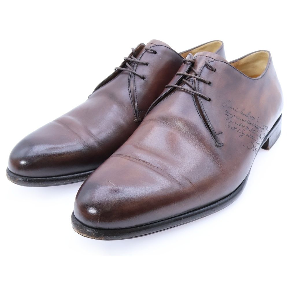 Berluti ベルルッティ カリグラフィ スクリット レザー レースアップ ドレス ビジネス シューズ ブラウン
