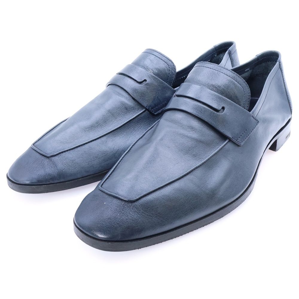 Berluti ベルルッティ ロレンツォ レザー スクエアトゥ ドレスシューズ ローファー ネイビー