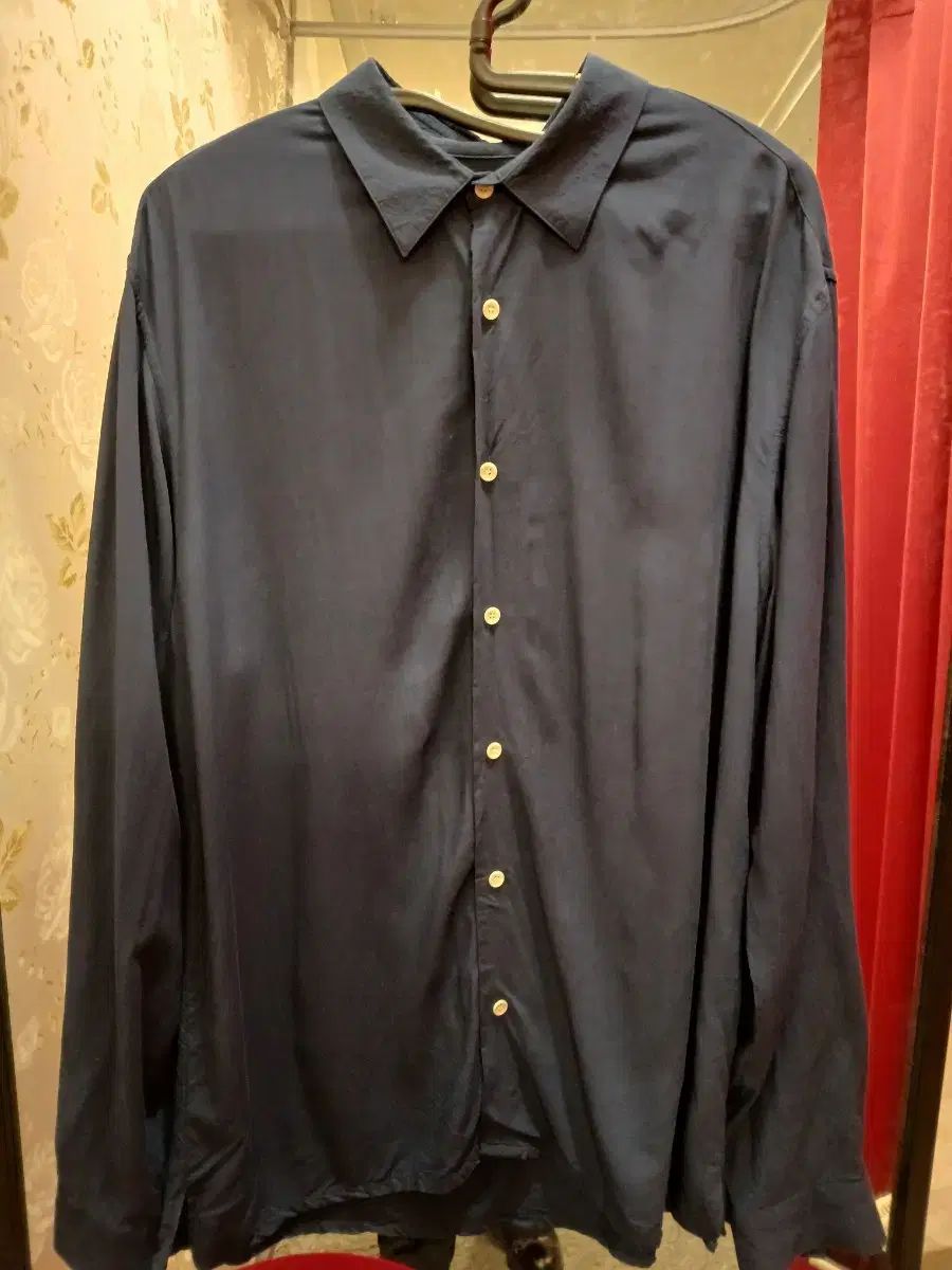 6 29 SANDRO ネイビー シャツ XL