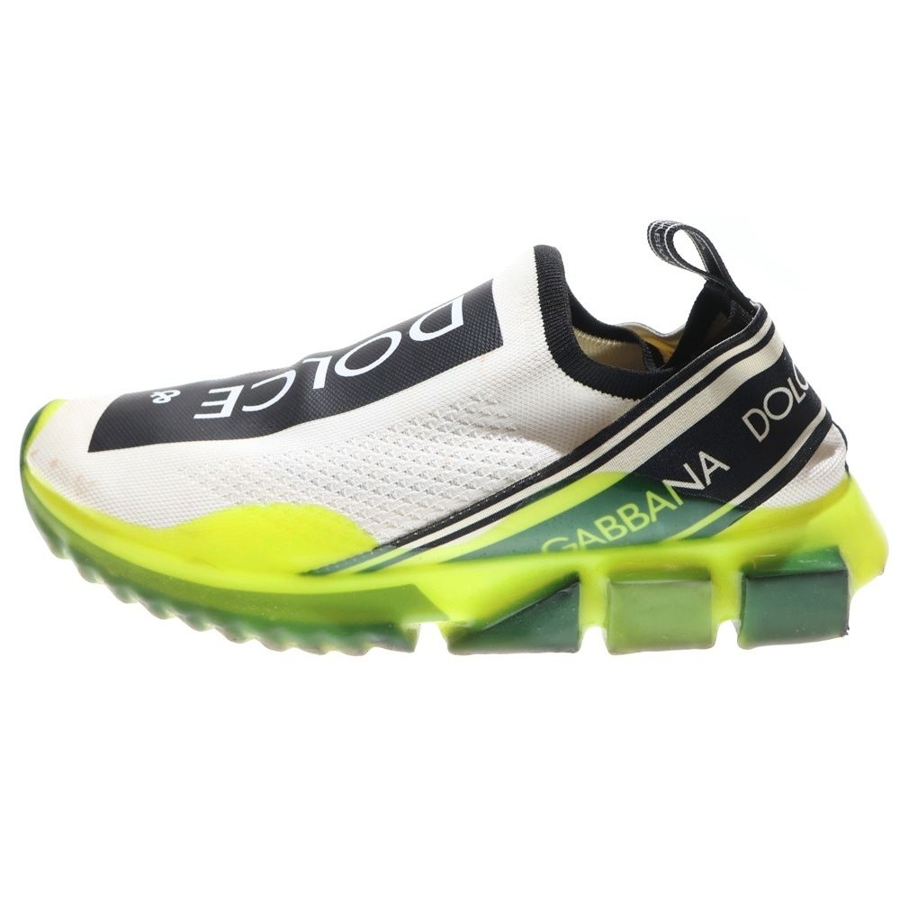 DOLCE - GABBANA ドルチェアンドガッバーナ SORRENTO ソレント ロゴプリントローカットシューズ ソックススニーカー ホワイト イエロー CS1595 AK235