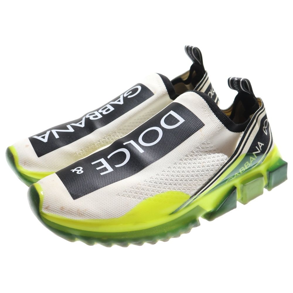 DOLCE - GABBANA ドルチェアンドガッバーナ SORRENTO ソレント ロゴプリントローカットシューズ ソックススニーカー ホワイト イエロー CS1595 AK235