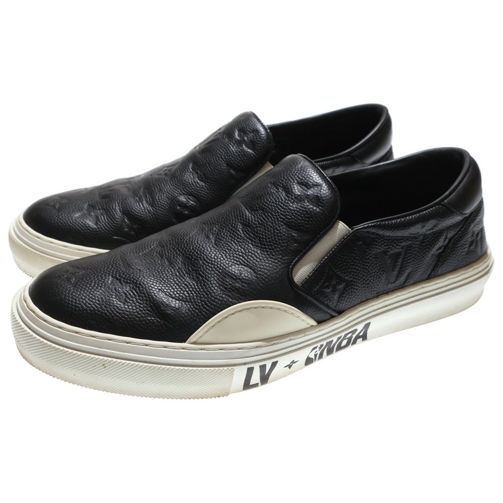 LOUIS VUITTON ルイヴィトン 21AW ×NBA LVオリライン モノグラム スリッポン レザー ロッカーカットスニーカー シューズ ブラック LD0241