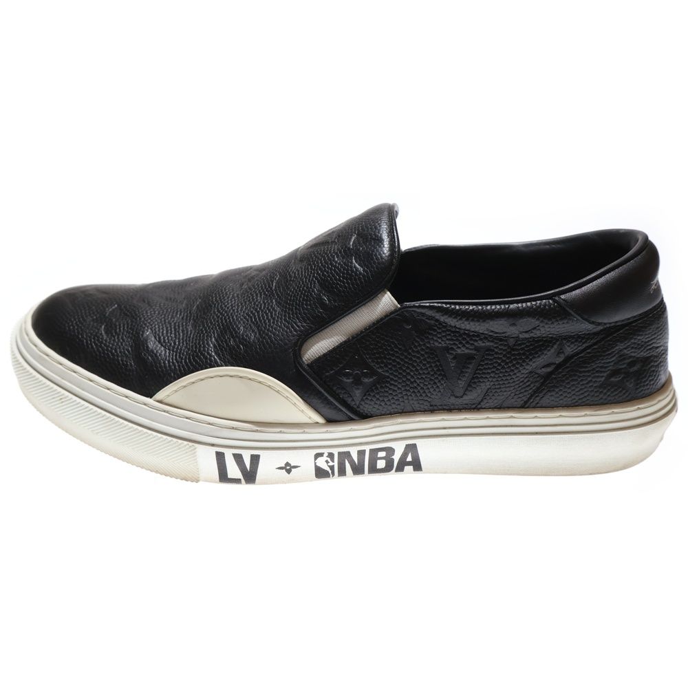 LOUIS VUITTON ルイヴィトン 21AW ×NBA LVオリライン モノグラム スリッポン レザー ロッカーカットスニーカー シューズ ブラック LD0241