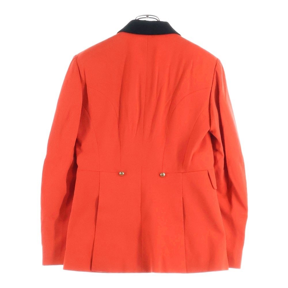 HERMES エルメス セリエボタン ベロア切り替え ウール テーラード ジョッキージャケット レッド ブラック レディース