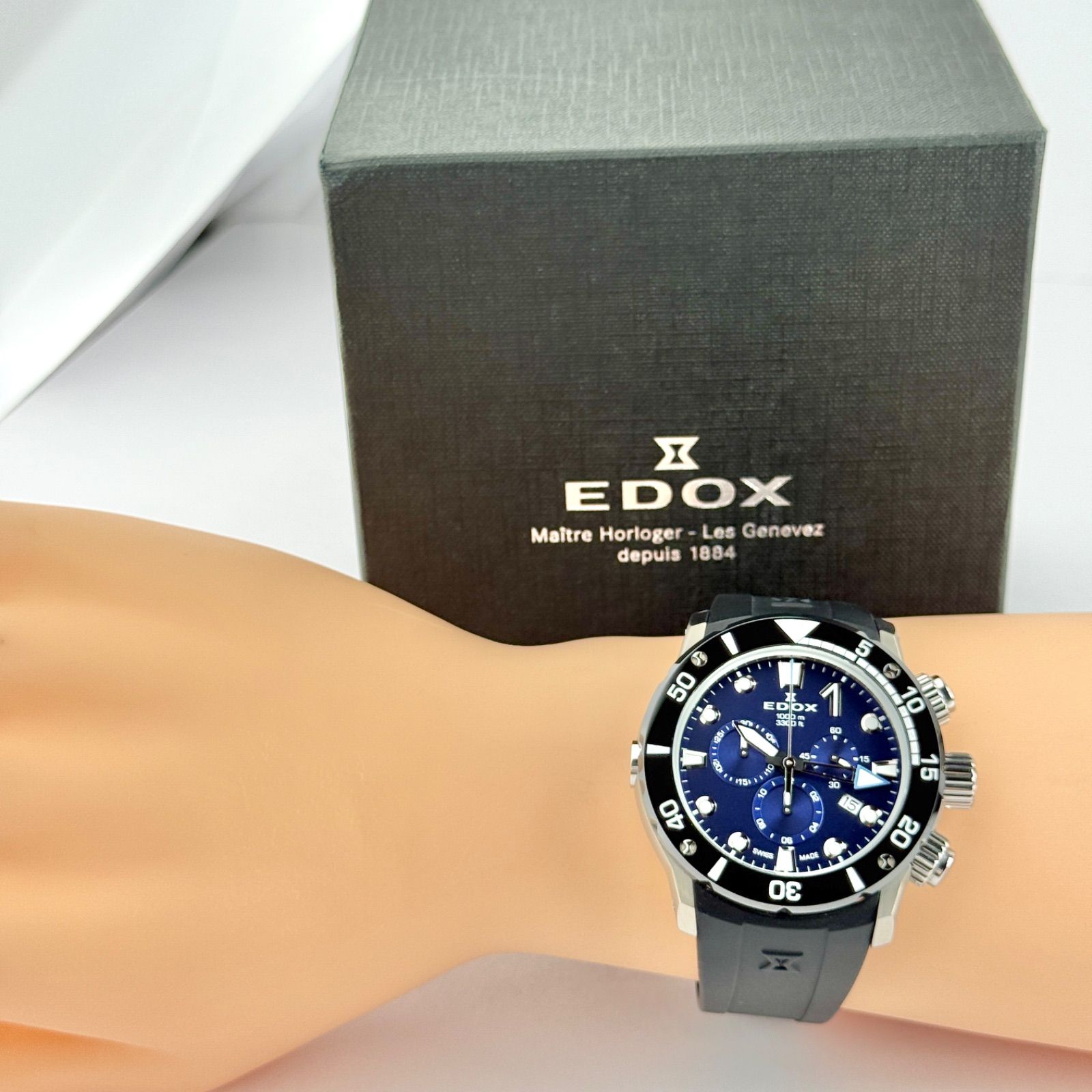 エドックス クロノオフショア 10242 新品電池 メンズ 腕時計 782  