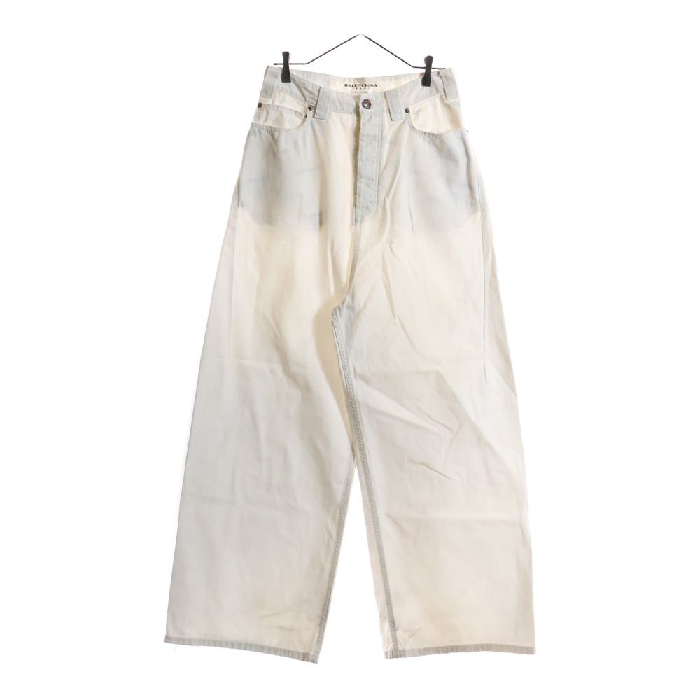 BALENCIAGA バレンシアガ Baggy Pants ダメージ加工 ワイドバギーパンツ ホワイト 824299 TSW68