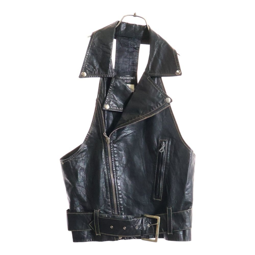 John Richmond ジョンリッチモンド レザーライダースベスト ブラック