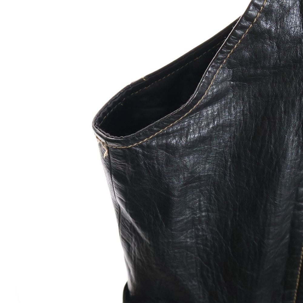 レザーライダースベスト ブラック