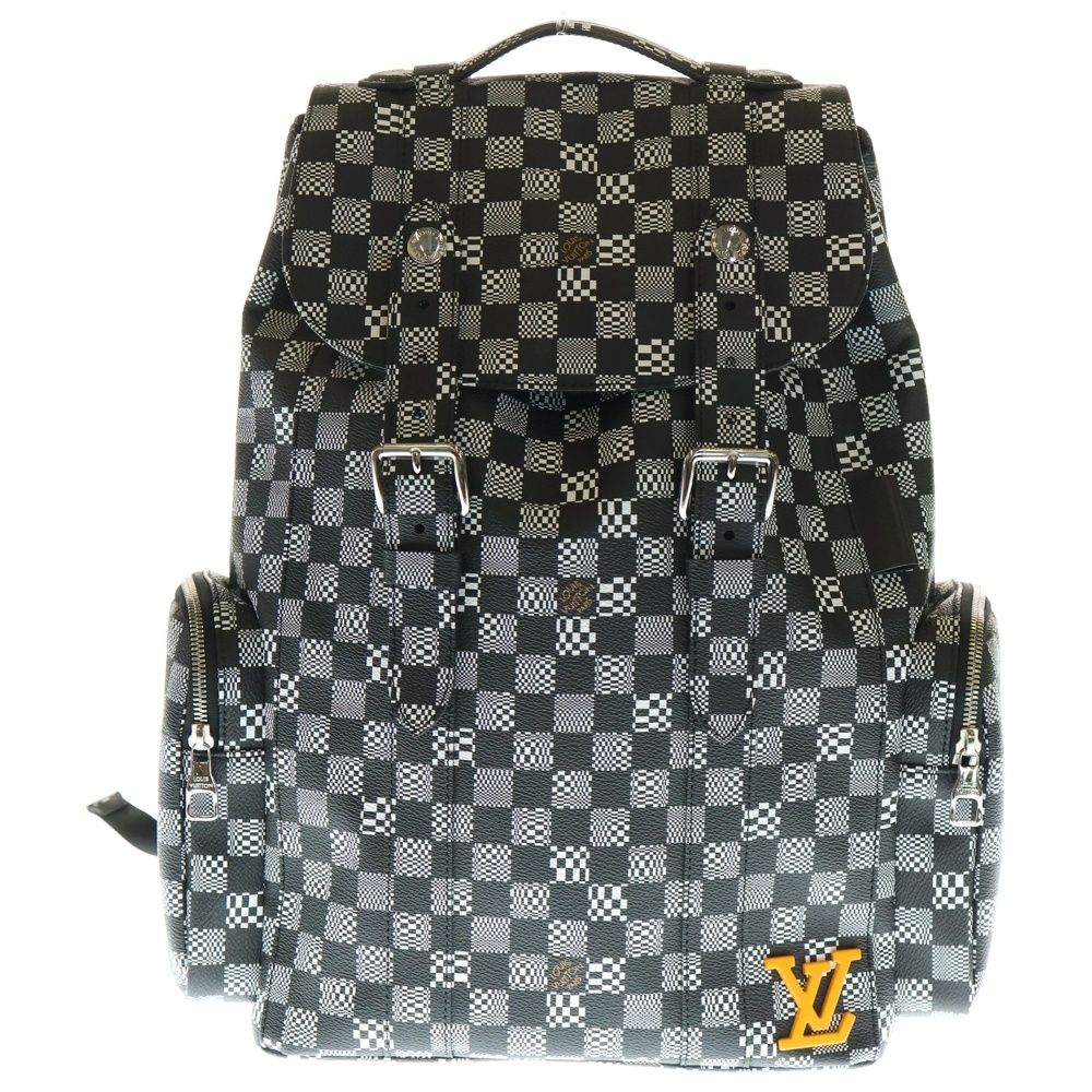 LOUIS VUITTON ルイヴィトン ダミエディストーテッド クリストファーPM リュックサック バックパック ショルダーバッグ ホワイト×ブラック PVC N50039 シルバー金具