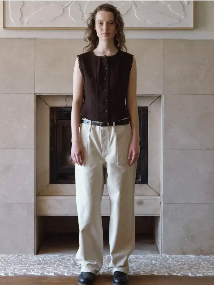 ビアプレーン ビア 麦 ボタン ベスト ブラウン