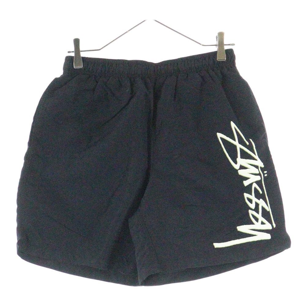 STUSSY ステューシー Smooth Stock Water ロゴプリント ナイロンハーフパンツ ブラック