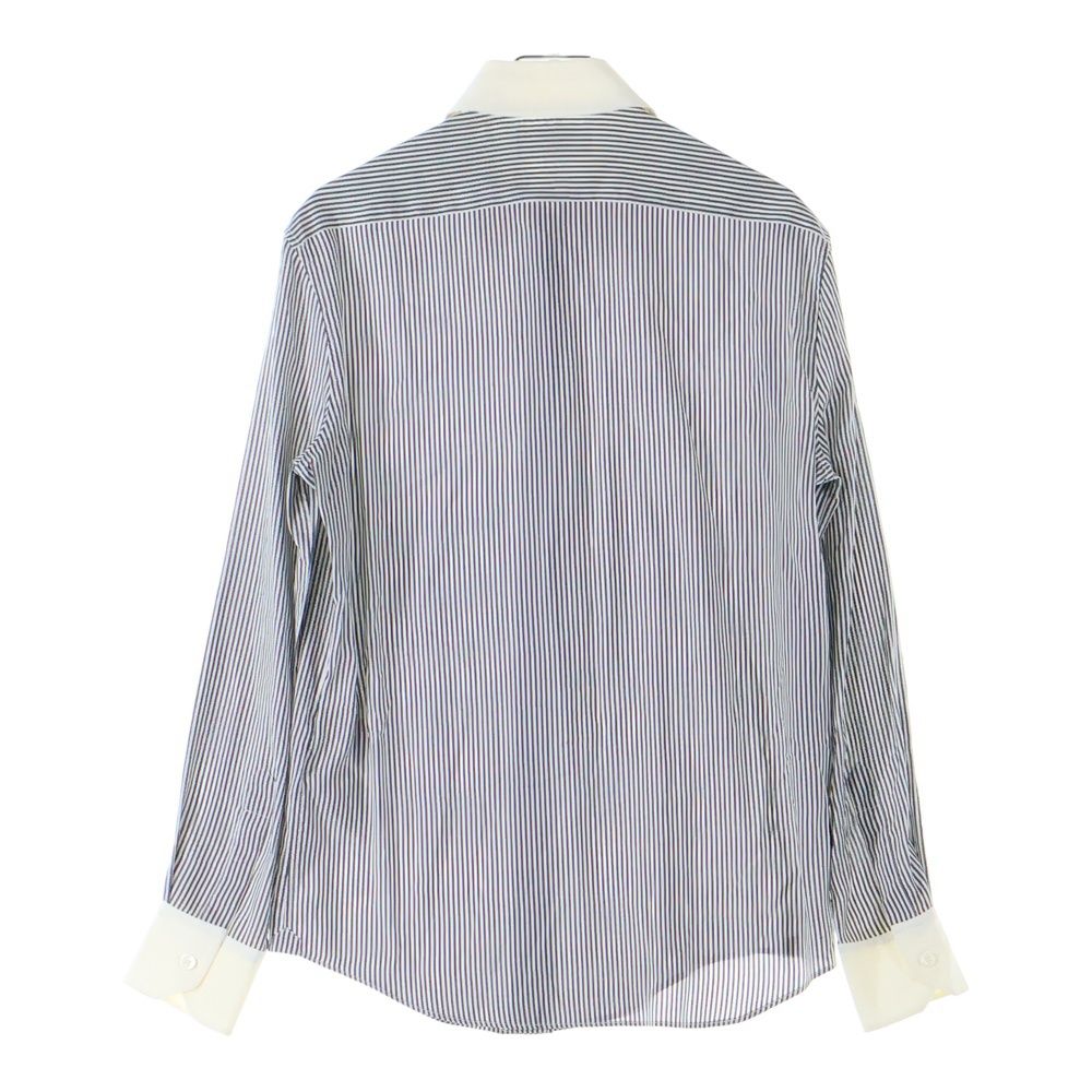 CELINE セリーヌ loose shirt in striped silk poplin ストライプ総柄 シルクポプリン ルーズフィット 長袖シャツ ホワイト グレー 2C259848H