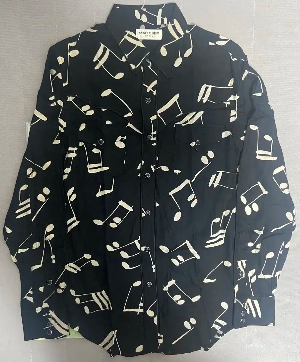 サンローラン ウェスタン 音符 シャツ m